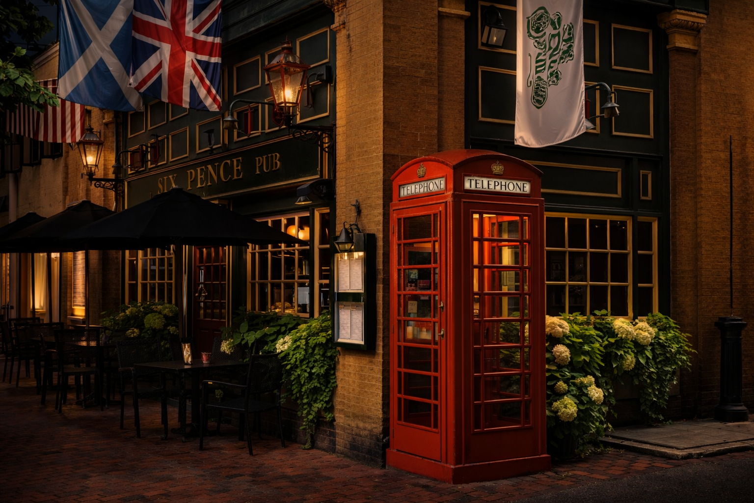 Historic Pub and moss draped oaks, Savannah